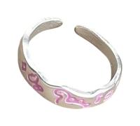 HDOYTXXM Anillos de dinosaurio de graffiti de moda, ajustables, detalles de estrellas vivas, regalo de joyería juguetona para niñas y adolescentes, anillos ajustables, como se describe