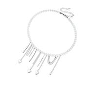 HDOYTXXM Brillantes diamantes de imitación amor encanto gota collar de longitud ajustable cadena de borde fiesta o desgaste diario accesorio moda flecos cadena de collarín