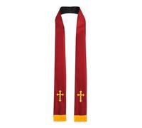 HDOYTXXM Bufanda reversible unisex para sacerdotes con bordado, detalles cruzados cristianos, estola masa, para ceremonias de iglesia, reuniones, sacerdote clero estola, Red B Laca, Talla única
