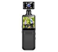 HDOYTXXM Cámara corporal WiFi 4K videocámara de vídeo portátil estabilización 180 grados lente giratoria con pantalla LCD para ciclismo al aire libre cámara