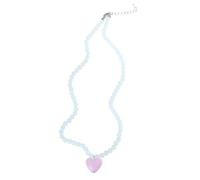 HDOYTXXM Collar de corazón de perlas acrílicas coloridas declaración de hechizo de amor simple collares cortos clavícula joyería joyería
