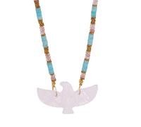 HDOYTXXM Collar de perlas hecho a mano colgante de pájaro piedras naturales para los amantes del accesorio artístico disponible Collar hecho a mano coleccionable, talla única, como se describe, como