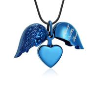 HDOYTXXM Collar de Recuerdos de Mascotas con Forma de corazón Alado, joyería de cremación para Llevar Las Cenizas amadas, Collar cercano para Cenizas