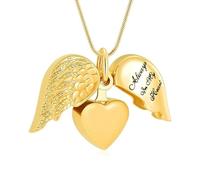 HDOYTXXM Collar de Recuerdos de Mascotas con Forma de corazón Alado, joyería de cremación para Llevar Las Cenizas amadas, Collar cercano para Cenizas