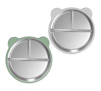HDOYTXXM Comedero de acero inoxidable con base de silicona antideslizante, cuenco plano para perros pequeños y gatos, protector de suelo de goma