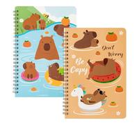 HDOYTXXM Cuaderno de encuadernación de doble alambre, 100 páginas forradas para escribir, 14x21cm, cuadernos de diario con rayas universitarias para oficina, diario de viaje escolar, 2 uds