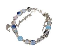 HDOYTXXM Elegante pulsera de perlas de estrella azul de cristal de aleación, joyas únicas para un ajuste cómodo, accesorios para citas nocturnas