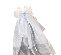 HDOYTXXM Elegante velo blanco y conjunto de tocados para niñas primera comunidad ajustable diseño de arco 3D ligero tul iglesia ropa