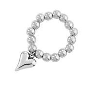 HDOYTXXM Estilo Europeo Accesorios Anillos De Corazón Ajustable Con Cuerda Elástica Y Cuentas Redondas Joyería Hecho A Mano Para Creador De Tendencias Anillo De Oro Ajustable, como se describe