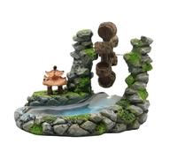 HDOYTXXM Fishtanks Figura decorativa de rueda acuática con proyecto de artesanía de arroyo paisaje estatua escondite fluido molino de agua