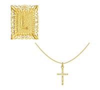 HDOYTXXM inicial de capa con collar con colgante de crucifijo cuadrado Cadena de cobre resistente a la corrosión Adecuado para mujeres Collar de cobre con colgante de crucifijo cuadrado