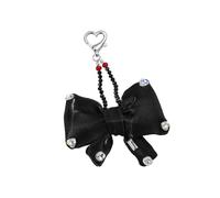 HDOYTXXM Llavero de moda con forma de lazo para bolsos, mochilas, llaveros de metal, llavero compacto de viaje, colgante de bolso, lazo acrílico, cadena y joyas, Negro