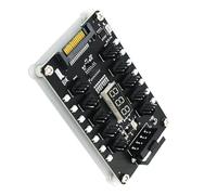 HDOYTXXM Multifunción Ventilador Hub Convertir SATA o 4 pines Fuente de alimentación en 10 puertos con control de temperatura en tiempo real