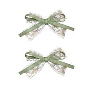 HDOYTXXM Pasador de pelo estilo años 2000 Balletcore lazo de encaje clip plano Balletcore horquilla lazo elegante horquilla para paquetes, Green-1 Pair