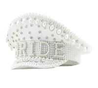 HDOYTXXM Sombrero de boda con diamantes y perlas para decoración de escenarios, espectáculos militares para banquetes, sombreros de novia de Navidad para despedida de soltero con diamantes de