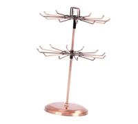 HDOYTXXM Soporte giratorio de metal de 2 niveles para joyas con gancho para collares y pulseras, estante de accesorios