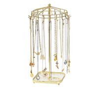 HDOYTXXM Torre de joyería giratoria moderna de metal y acrílico con bandejas extraíbles para la presentación de collares Soporte giratorio para joyas
