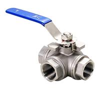 HDPHCRIUN 3/4 quot; Válvula de Bola Rosca BSP Acero Inoxidable 304 Tres vías válvula Tipo L DN20 1 Uds(T Type)