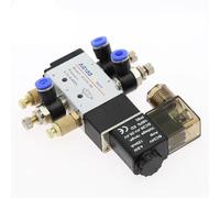 HDPHCRIUN Electroválvula neumática de 5 vías 2 posiciones, control aire/gas, electromagnético, bobina 12 V/24 V/220 V, manguera de 4 a mm(SL 8mm Adjust,DC12)