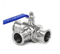 HDPHCRIUN Tubo OD 3/10.2 cm 2.5 cm 1-1/10.2 cm 1-1/5.1 cm 5.1 cm 5.1 cm SS304 Válvula de bola sanitaria de 3 vías T L puerto tipo abrazadera triple de 3.8 cm (32 mm virola 50.5, tipo L)