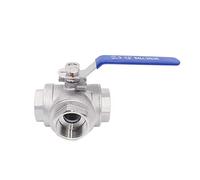 HDPHCRIUN Válvula de Bola Acero Inoxidable 3 vías, Rosca BSP, DN15~50, 1/2", 3/4", 1", 1-1/4", 1-1/2", 2", Tipo T y L(L Type,0.5 Inch)