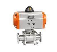 HDPHCRIUN Válvula de Bola neumática DN15-50, válvula con Abrazadera Acero Inoxidable Plataforma Alta Tres Piezas, Cilindro Doble Efecto Q611F-16P(DN25)