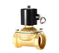 HDPHCRIUN Válvula Solenoide Normalmente Cerrada de latón, 220v, 12v, 230v, 150 Grados centígrados, Agua Baja presión acción Directa, 1,5 Pulgadas, 2(BSP-110VAC,1-1/2 Inch)