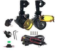 HDRTCBU Faro Adicional para Moto Par de faros antiniebla para motocicleta de 100W, foco de luz Led auxiliar, faro antiniebla intermitente de doble Color Luz Delantera de Motocicleta(Yellow light A)