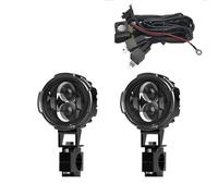 HDRTCBU Faro Adicional para Moto Par de faros antiniebla para motocicleta de 100W, foco de luz Led auxiliar, faro antiniebla intermitente de doble Color Luz Delantera de Motocicleta(White and wire)
