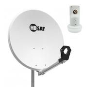 HDSAT Antena parabólica Aluminio Blanca 60 cm Ideal Astra Eutelsat + LNB Single HD