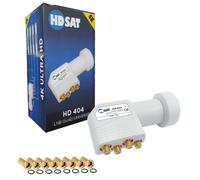 HDSAT HD404 LNB Quad Full HD 4K Cabezal parábola 4 salidas 0,1dB + 8 enchufes F