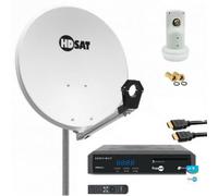 hdsat Pack antena parabólica (60 cm) con LNB + receptor Satellite Fransat HD (tarjeta incluida) + HDMI 2 M