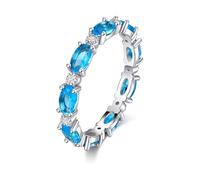 HDSDVNON Anillo de ópalo Ovalado de 8 mm, Multicolor, Iridiscente, de Plata de Ley, Anillo Duradero y Artesanal con Piedras Preciosas for Mujer.(Blue_7)