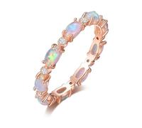 HDSDVNON Anillo de ópalo Ovalado de 8 mm, Multicolor, Iridiscente, de Plata de Ley, Anillo Duradero y Artesanal con Piedras Preciosas for Mujer.(White_6)