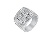 HDSDVNON Anillo trapezoidal geométrico - Joyería apilada de latón bañada en oro, banda ajustable de 8 mm de ancho, estilo minimalista moderno(Silver,No.11)