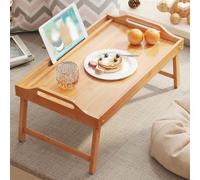 HDSDVNON Bandeja Plegable De Bambú For Cama con Ranura For Tableta: Escritorio Multiusos For Portátil For Comer, Trabajar Y Ver La Televisión(A,50cm)
