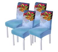HDSDVNON Funda Protectora elástica Antideslizante for Silla de Comedor con temática navideña, Ideal for decoración de Fiestas en el hogar y restaurantes.(Red,4 Set)