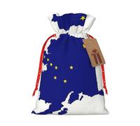 HDSKFNS Alaska State Flag Map Xmas Burlap Bag Christmas Drawstring Bag Holiday New Year Party Home Office Packaging