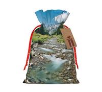 HDSKFNS Alpine Scenery Vivid Sky Above Xmas Burlap Bag Christmas Drawstring Bag Holiday New Year Party Home Office Packaging