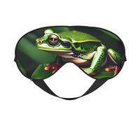 HDSKFNS Antifaz para dormir con estampado de hojas verdes y ranas de animales, máscara de ojos similar a la seda, para mujeres y hombres, para viajes, dormir y relajarse