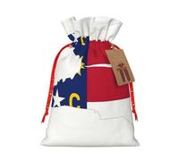 HDSKFNS Bolsa de arpillera de Navidad con diseño de bandera del estado de Carolina del Norte, bolsa de Navidad con cordón, para vacaciones, Año Nuevo, fiesta, hogar, oficina, embalaje