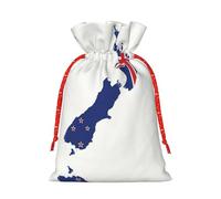 HDSKFNS Bolsa de arpillera de Navidad con diseño de mapa de bandera de Nueva Zelanda, bolsa de cordón para vacaciones, Año Nuevo, fiesta, hogar, oficina, embalaje
