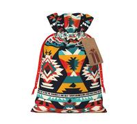 HDSKFNS Bolsa de arpillera de Navidad con patrón nativo americano, bolsa de cordón para vacaciones, Año Nuevo, fiesta, hogar, oficina, embalaje