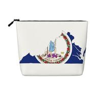 HDSKFNS Bolsa de cosméticos con estampado de mapa de la bandera del estado de Virginia, bolsa de maquillaje para mujer, bolsa de maquillaje de viaje con cremallera, ideal para uso diario, viajes