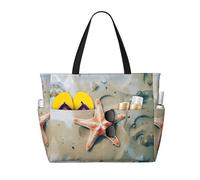 HDSKFNS Bolsa de viaje con estampado de estrellas de mar de océano, bolsa de viaje de gran capacidad, bolsa plegable para piscina, con cremallera, bolsas de vacaciones