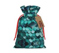 HDSKFNS Bolsa de yute de Navidad con estampado de escamas de pez sirena, bolsa de cordón de Navidad, vacaciones, Año Nuevo, fiesta, hogar, oficina, paquete