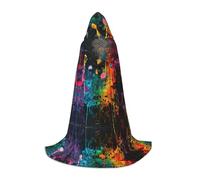 HDSKFNS Capa con capucha de Halloween con estampado de notas musicales coloridas, disfraz de cosplay unisex, bata de bruja con capucha, Negro -, Small