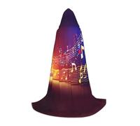 HDSKFNS Capa con capucha de Halloween con estampado de notas musicales coloridas, disfraz de cosplay unisex, bata de bruja con capucha, Negro -, Medium