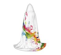 HDSKFNS Capa con capucha de Halloween con estampado de notas musicales coloridas, disfraz de cosplay unisex, bata de bruja con capucha, Negro -, Small