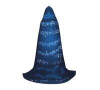HDSKFNS Capa con capucha para Halloween, con estampado de notas musicales azules, disfraz de cosplay unisex, bata de bruja con capucha, Negro -, Medium